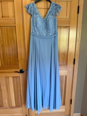 Azazie Cheryl Dress in dusty blue